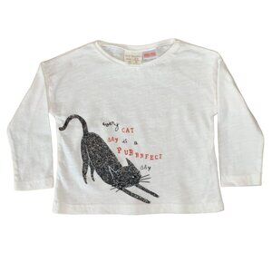 ZARA BabyGirl Glitter Cat T-Shirt Girls 6-9 Mos Every Cat Day Is A Purrrfect Day
